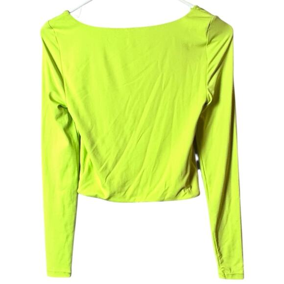 90 Degrees By Reflex Women's  Crop Top Lime Green Long Sleeve Top Sz XS - Picture 7 of 7